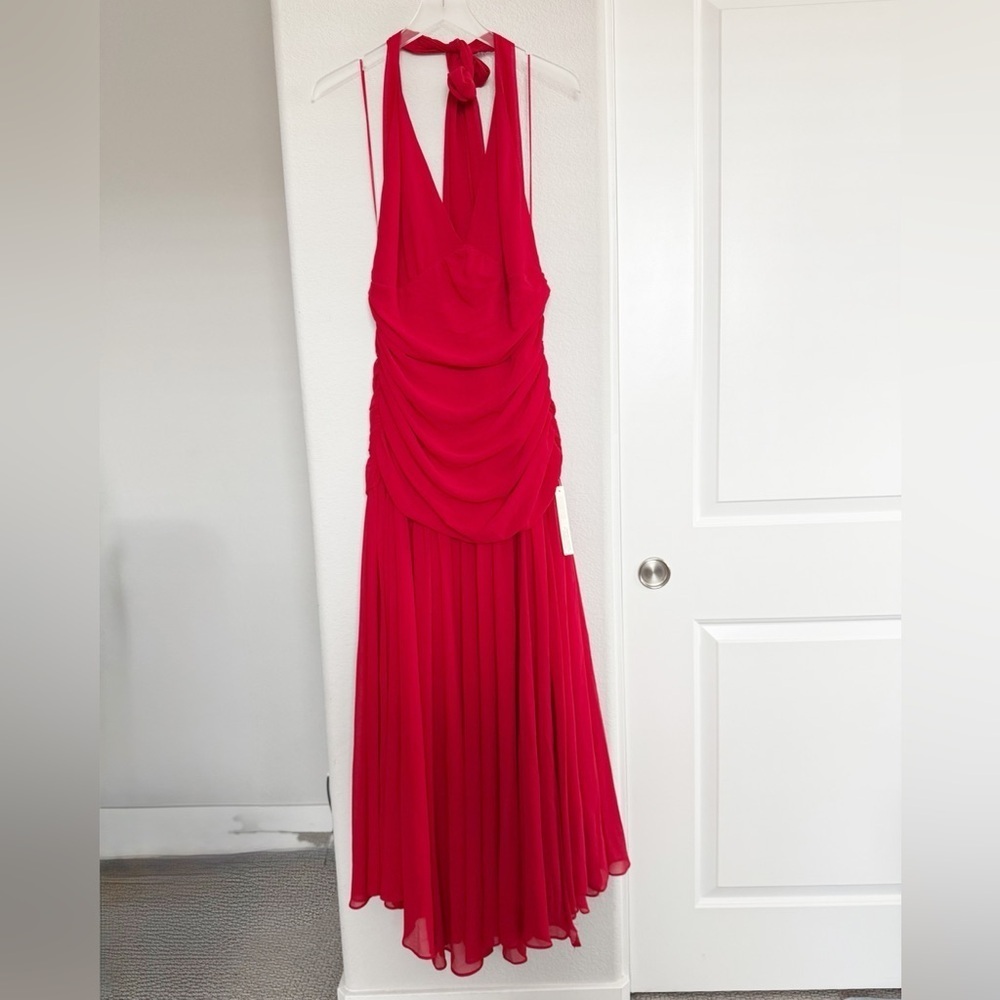 Anthropologie Red Halter Neck Dress - Picture 2 of 7